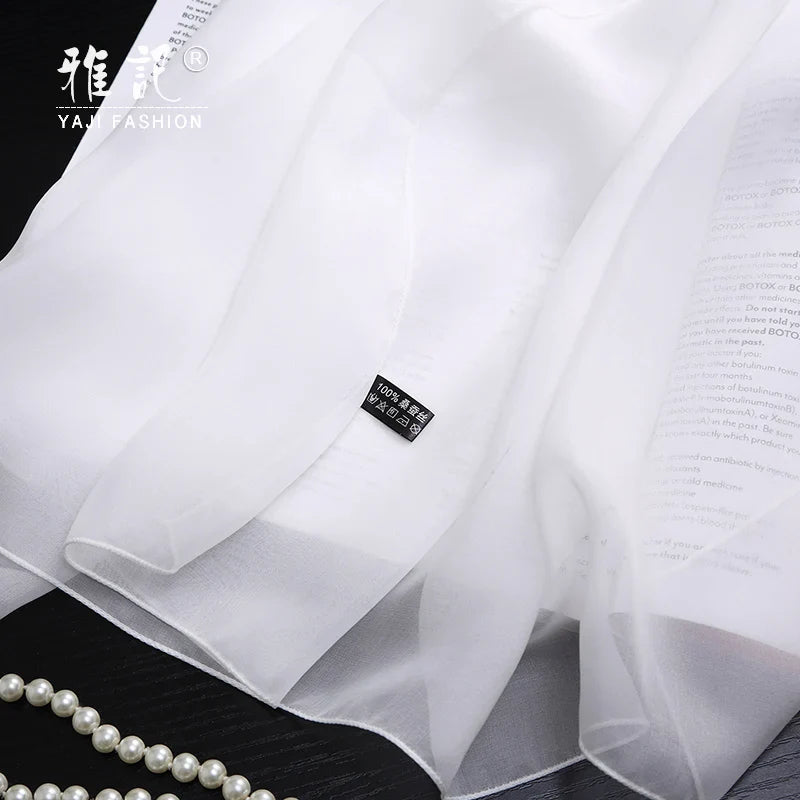 100% silk scarf Women White Solid Color Luxury Brand Pure Real silk Scarf Ladies silk Scarf female Autumn Winter Spring Summer