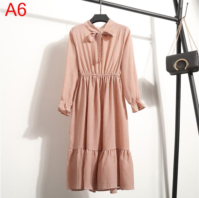 Robe chemise en mousseline de soie, grande taille, vêtements pour femmes, manches longues, nœud rouge, Floral, soirée en Club, automne hiver