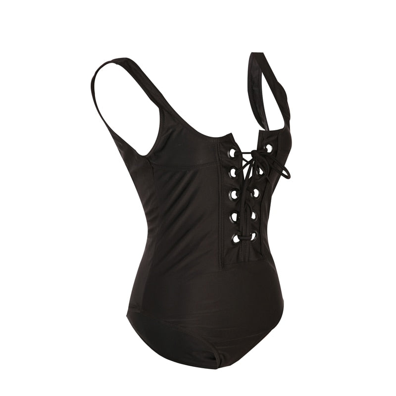 Sexy Bandage Lace Up One Piece Swimsuit women Bathing Suit Swimwear Hollow Out Monokini Bodysuit