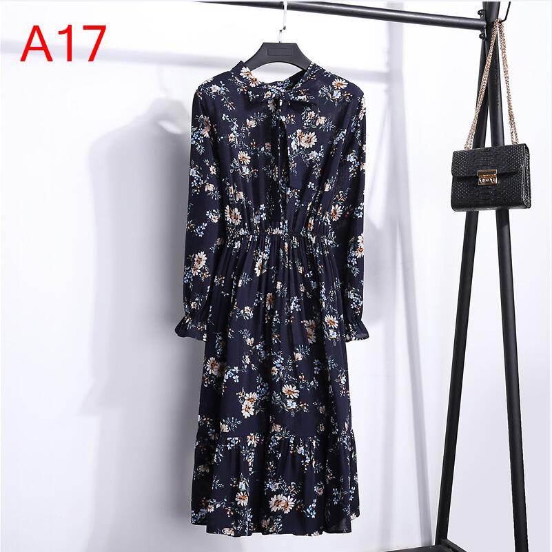 Robe chemise en mousseline de soie, grande taille, vêtements pour femmes, manches longues, nœud rouge, Floral, soirée en Club, automne hiver