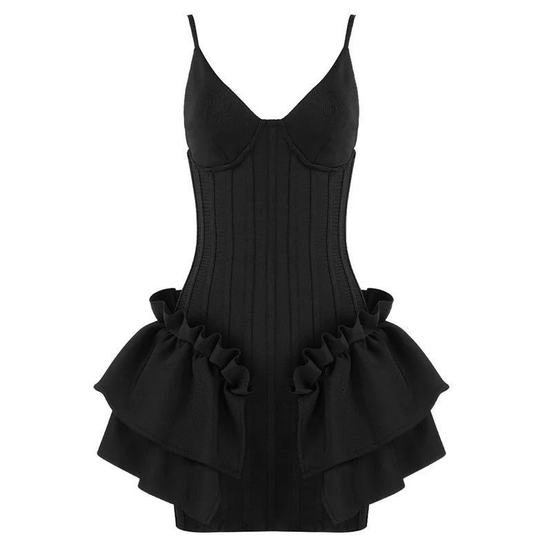 Black Red White Ladies HL Bandage Dress Strap V-Neck Bodycon Mini Dress Ball Grown Fashion Girls' Birthday Party Dress Vestido
