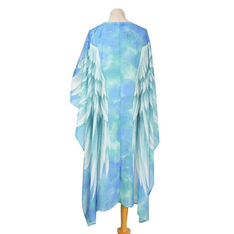 Wings Cover-ups Beach Long Boho Kaftan Dress Kimono Mujer Pareos De Playa