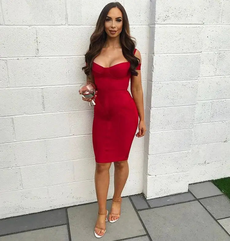 Wholesale Vestidos Sexy Sleeveless Black Red Women Summer Bandage Dress 2022 Designer Fashion Evening Club Party Dress Vestido