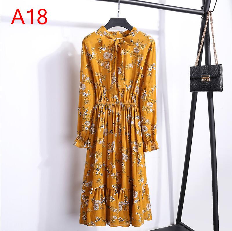 Robe chemise en mousseline de soie, grande taille, vêtements pour femmes, manches longues, nœud rouge, Floral, soirée en Club, automne hiver