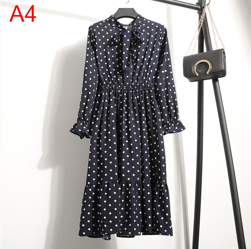 Robe chemise en mousseline de soie, grande taille, vêtements pour femmes, manches longues, nœud rouge, Floral, soirée en Club, automne hiver
