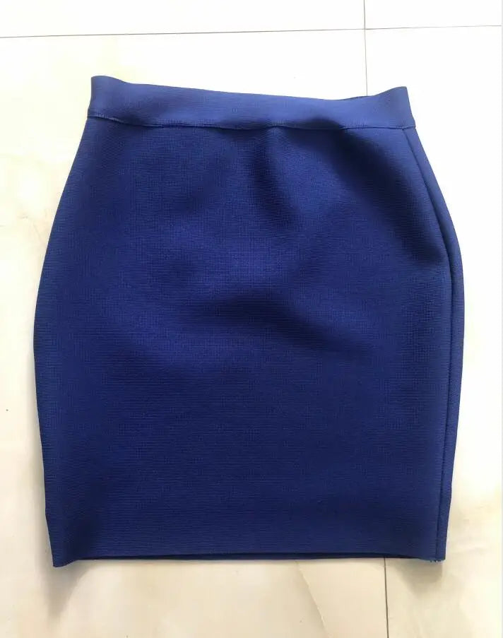 Wholesale Shipping Candy Color Sexy Women Bodycon Mini Bandage Skirt 2021 Designer Fashion Black Pencil Skirt Faldas 43cm Blue