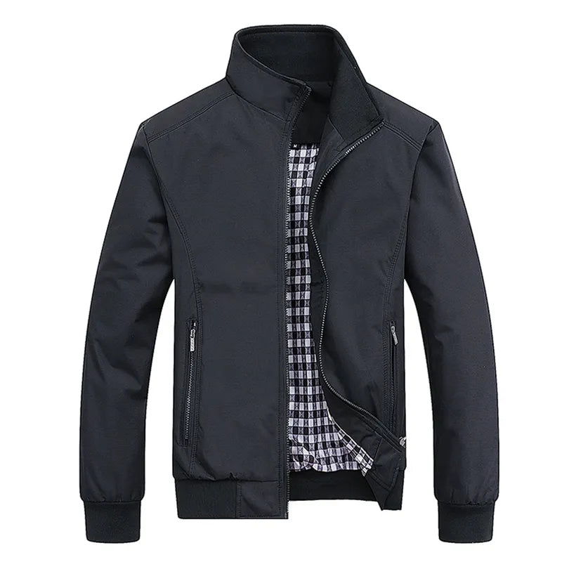 Spring Autumn Casual Solid Fashion Slim Bomber Jacket Men Overcoat Baseball Jackets Men's Jacket 0149 black