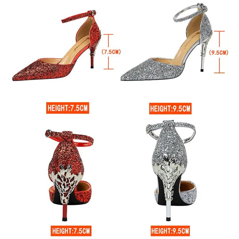 Shoes Heels 2024 New Woman Pumps Sequins High Heels Women Shoes Fashion Ladies Shoes Gold Sliver Stiletto Heels Sandals