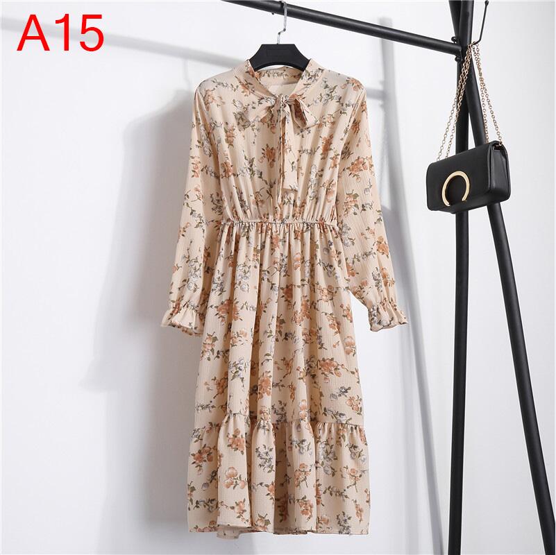 Robe chemise en mousseline de soie, grande taille, vêtements pour femmes, manches longues, nœud rouge, Floral, soirée en Club, automne hiver