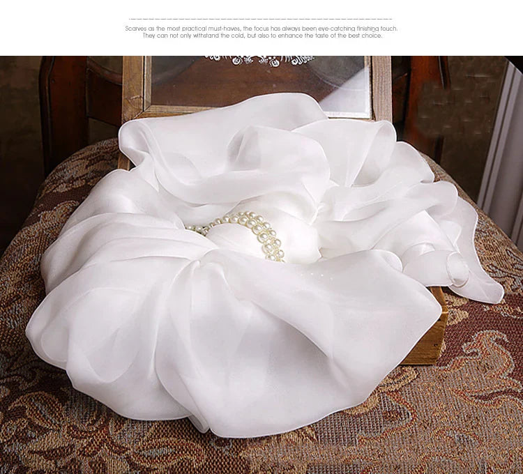 100% silk scarf Women White Solid Color Luxury Brand Pure Real silk Scarf Ladies silk Scarf female Autumn Winter Spring Summer