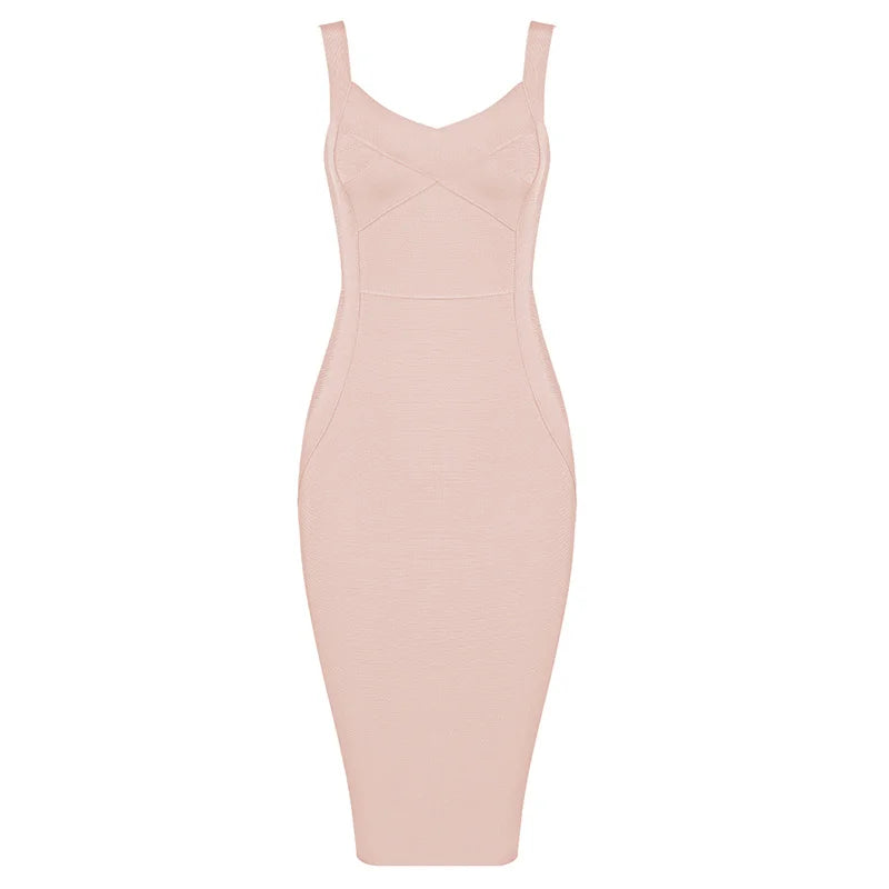 Women Sleeveless Rayon Bandage Dress Celebrity Elegant Green Purple Pink Bodycon Cocktail Party Dress Vestidos Khaki
