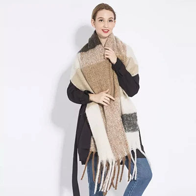 Winter Plaid Vintage Scarf Women Men Preppy Scarves Warm Pashmina Foulard Bufanda Male Mujer Thick Wrap Shawl 17 one size CN | >8Y
