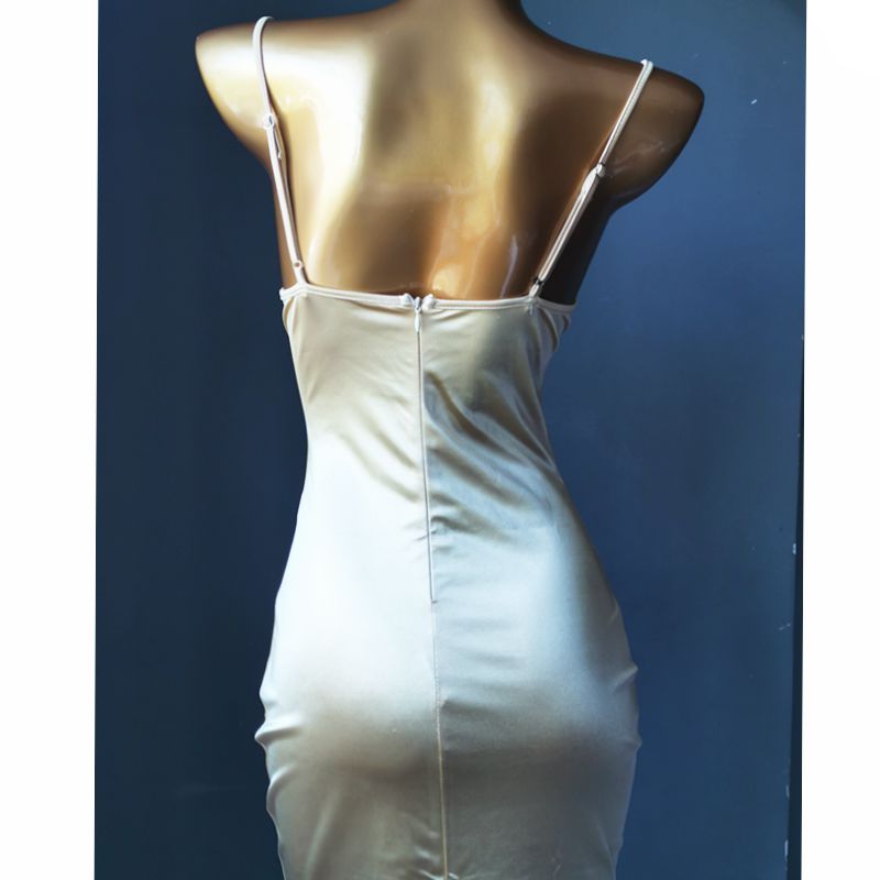 Robe Push Up Sexy pour femmes, jupe à bretelles en strass faite à la main, robe de soirée élégante et Slim