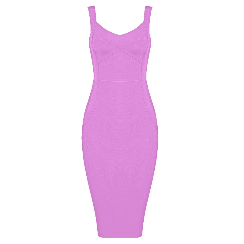 Celebrity Elegant Purple Pink Bodycon Rayon Bandage Dress Night Club Party Dress Vestidos