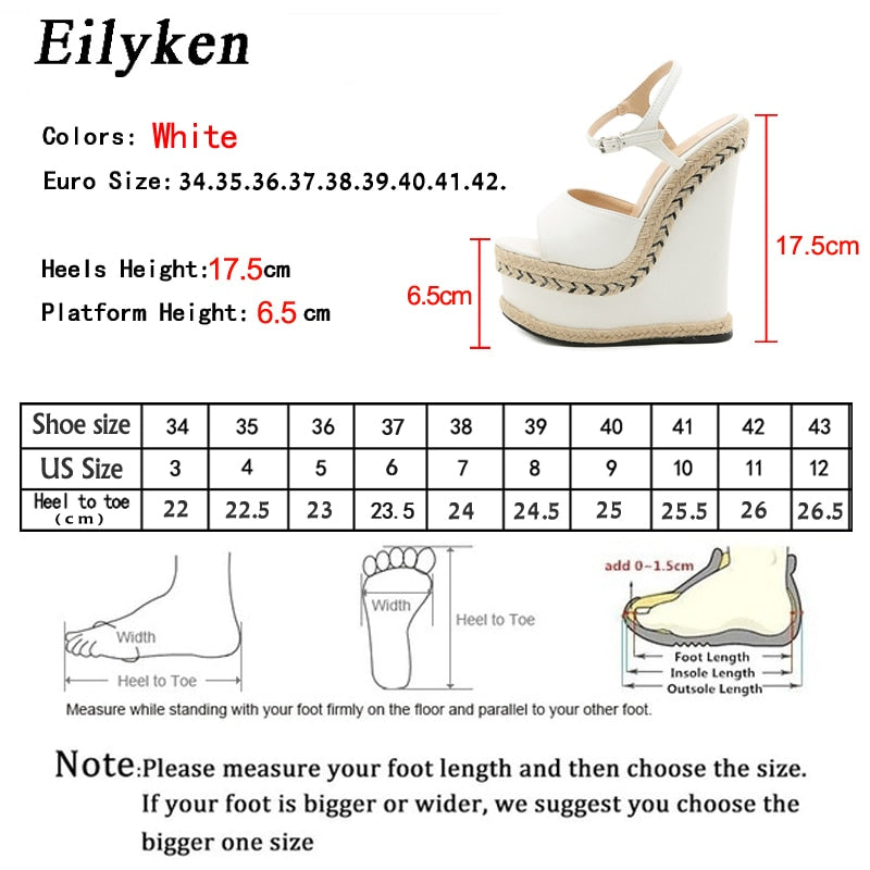 White Sandals For Women Summer Fashion Open Toe Ankle Buckle Strap Platform Wedge High Heels Dress Lady Shoes