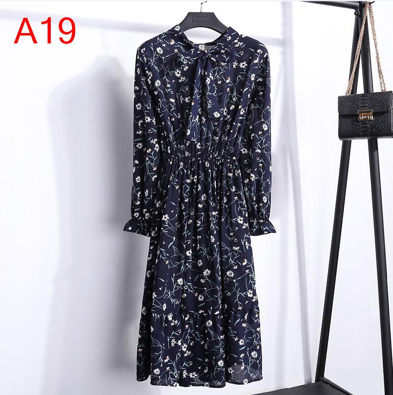Plus Size Women's Clothing Long Sleeve Chiffon Shirt Dresses For Women Red Bow Floral Club Party Autumn Winter платье Woman
