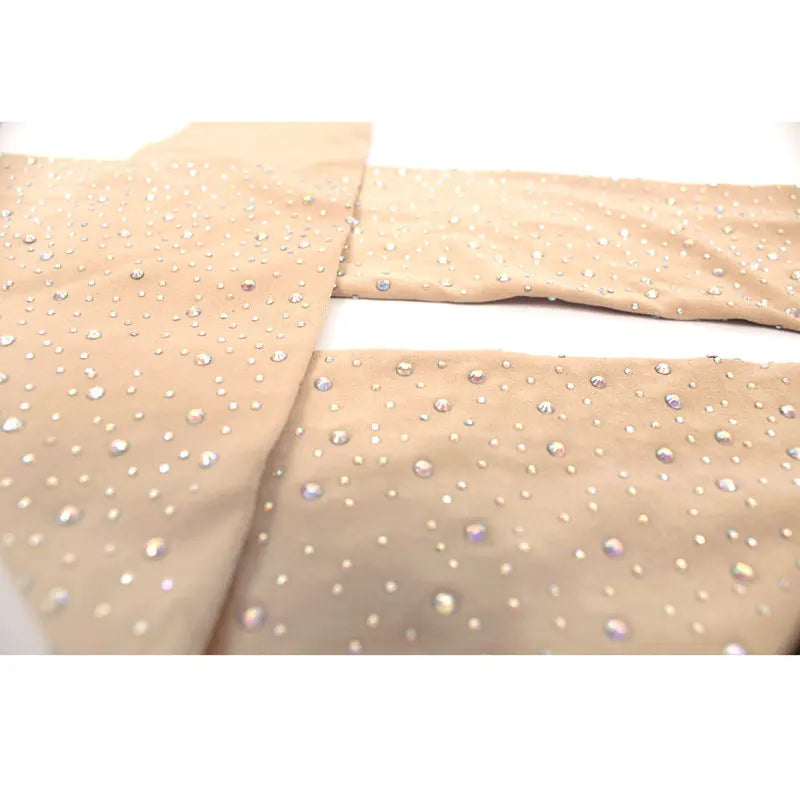 Sexy Women Plus Size Rhinestone Tights 100DEN Stretchy Bling Crystal AB Autumn Winter Diamond Thick Pantyhose Nude