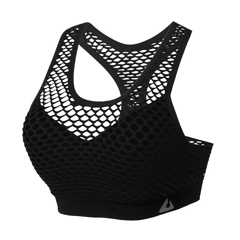 Women Gym Fitness Underwear Hollow Breathable Sexy Running Yoga Bra Athletic Sportswear Ladies Sports Bra Push Up Crop Tops black
