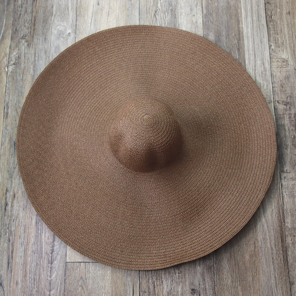 Women Beach Accessories Sombrero Big Size Hat Female Large Wide Brim Straw Sun Hats Oversized Anti UV 50 Summer Hat Wholesale coffee