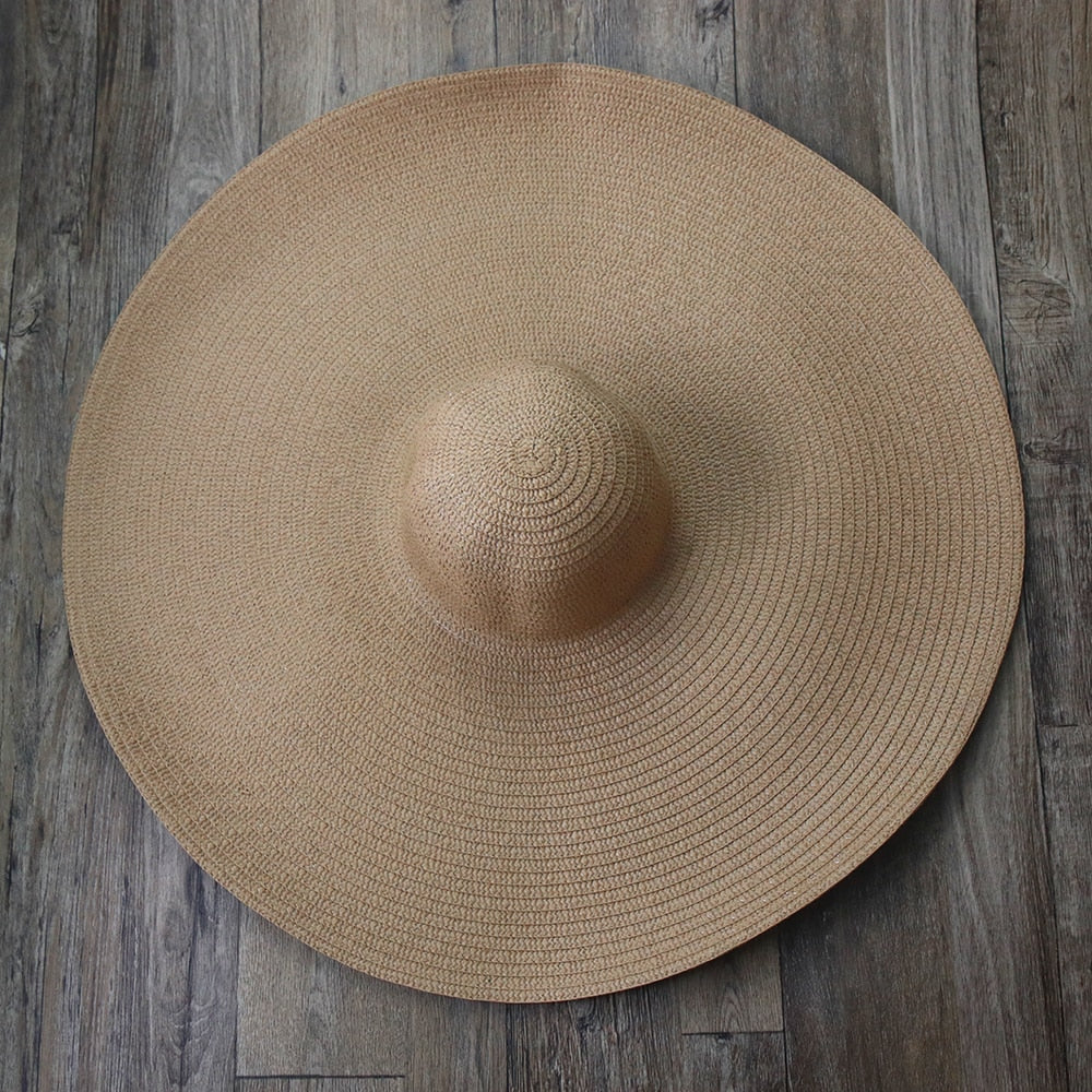 Women Beach Accessories Sombrero Big Size Hat Female Large Wide Brim Straw Sun Hats Oversized Anti UV 50 Summer Hat Wholesale camel