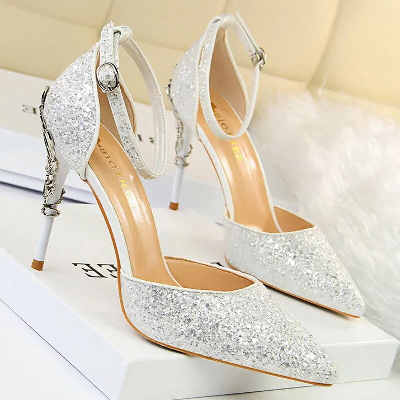 Shoes Heels 2024 New Woman Pumps Sequins High Heels Women Shoes Fashion Ladies Shoes Gold Sliver Stiletto Heels Sandals