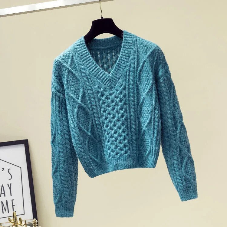 Women Autumn Winter Warm Knitted Two Pieces Sets Korean Long Sleeve Pullover Sweater Top And High Waist Skirts Sets