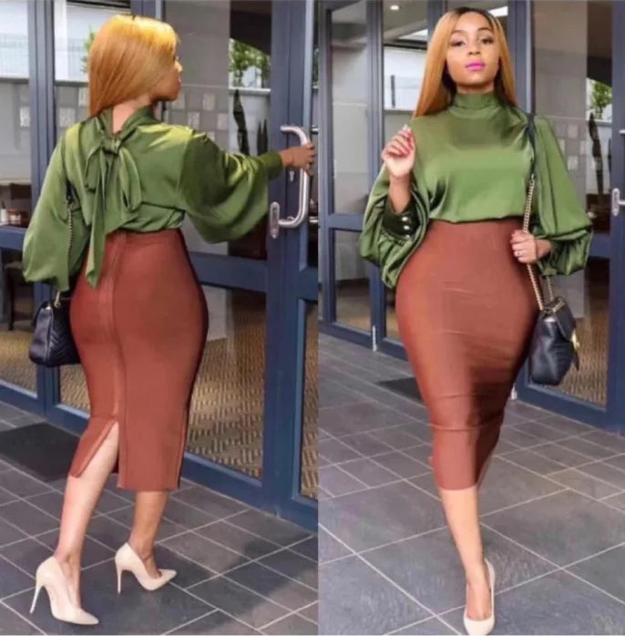 Women Candy Color Sexy Neon Green Brown Orange Yellow Knee Length Bandage Pencil Skirt 2020 Designer Skirt Faldas 78cm