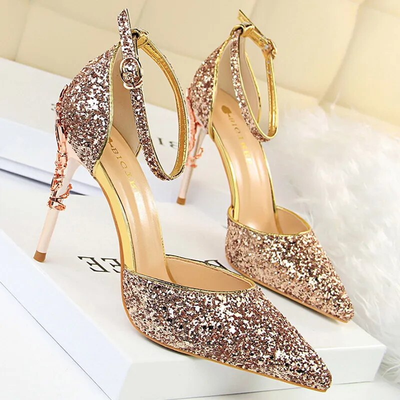 Shoes Heels 2024 New Woman Pumps Sequins High Heels Women Shoes Fashion Ladies Shoes Gold Sliver Stiletto Heels Sandals