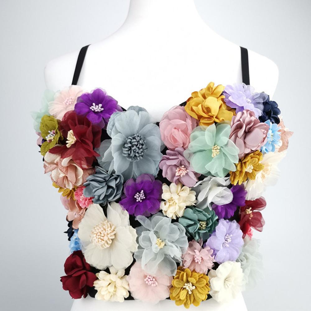 Sexy & Charming Applique Floral Corselets Women's Bachelorette Bustier Bra Cropped Top Wedding Bralette Vest 002