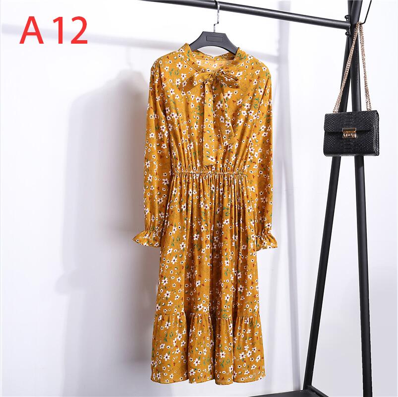 Robe chemise en mousseline de soie, grande taille, vêtements pour femmes, manches longues, nœud rouge, Floral, soirée en Club, automne hiver