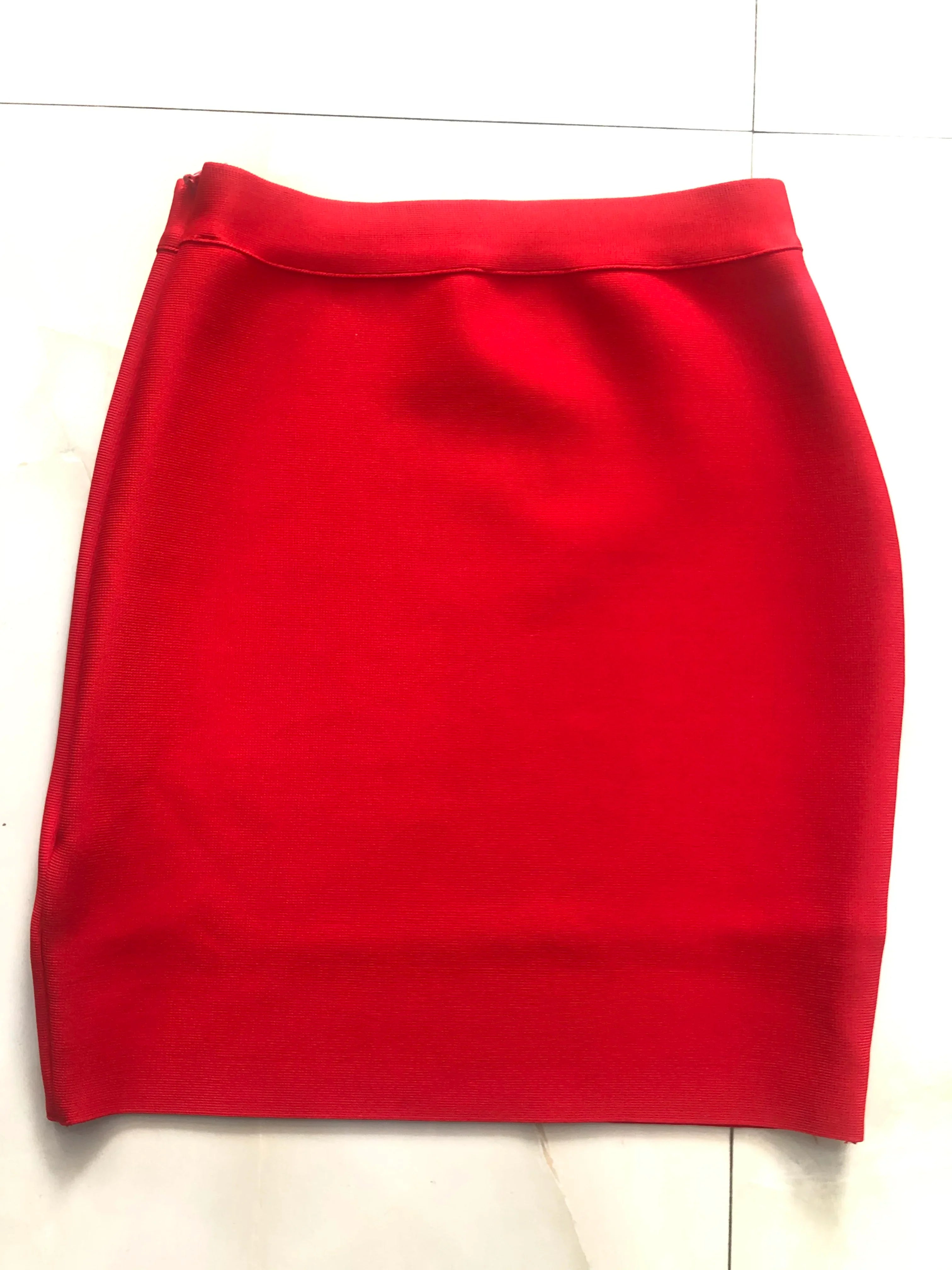 Wholesale Shipping Candy Color Sexy Women Bodycon Mini Bandage Skirt 2021 Designer Fashion Black Pencil Skirt Faldas 43cm Red