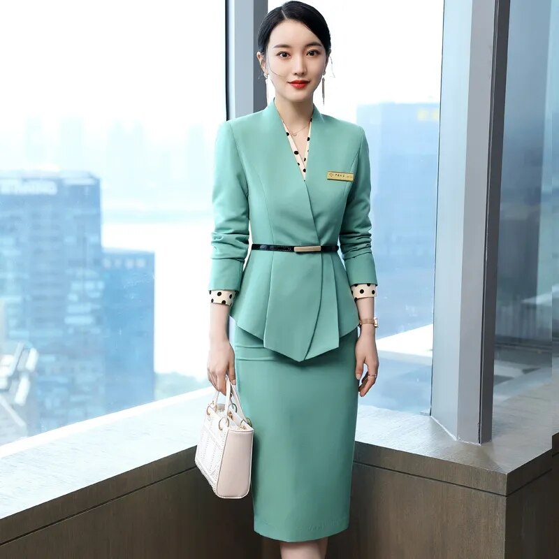High-End Professional Skirt Suits Women Temperament Autumn Winter Formal Slim Blazer Sets Office Ladies Business Work Wear