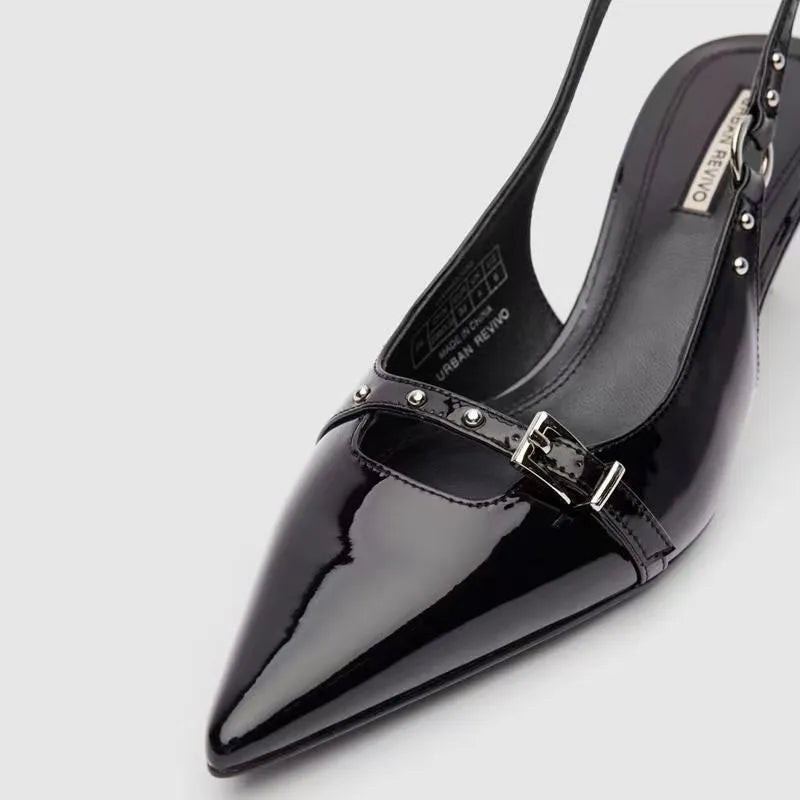 High Heel Sandals Buckle Punk Style Stiletto Pointed Toe Sexy Fashion Women's Shoes Luxury Sandals Women Designers