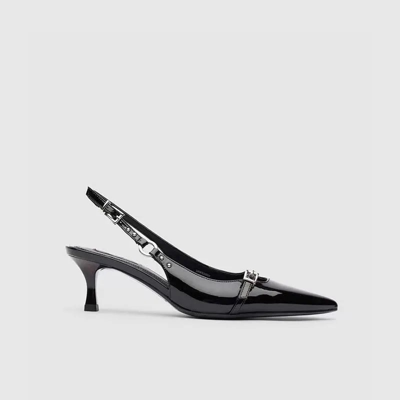 High Heel Sandals Buckle Punk Style Stiletto Pointed Toe Sexy Fashion Women's Shoes Luxury Sandals Women Designers black