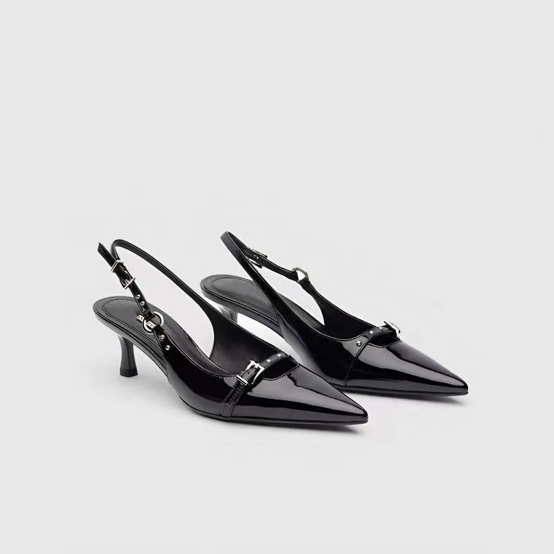 High Heel Sandals Buckle Punk Style Stiletto Pointed Toe Sexy Fashion Women's Shoes Luxury Sandals Women Designers