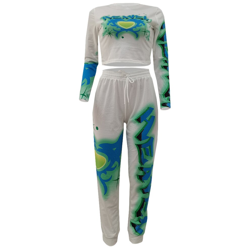 2 Piece Outfit for Women Set Casual Sweat Suit Crop Sweatpant Joggers Tracksuit Fall Clothes