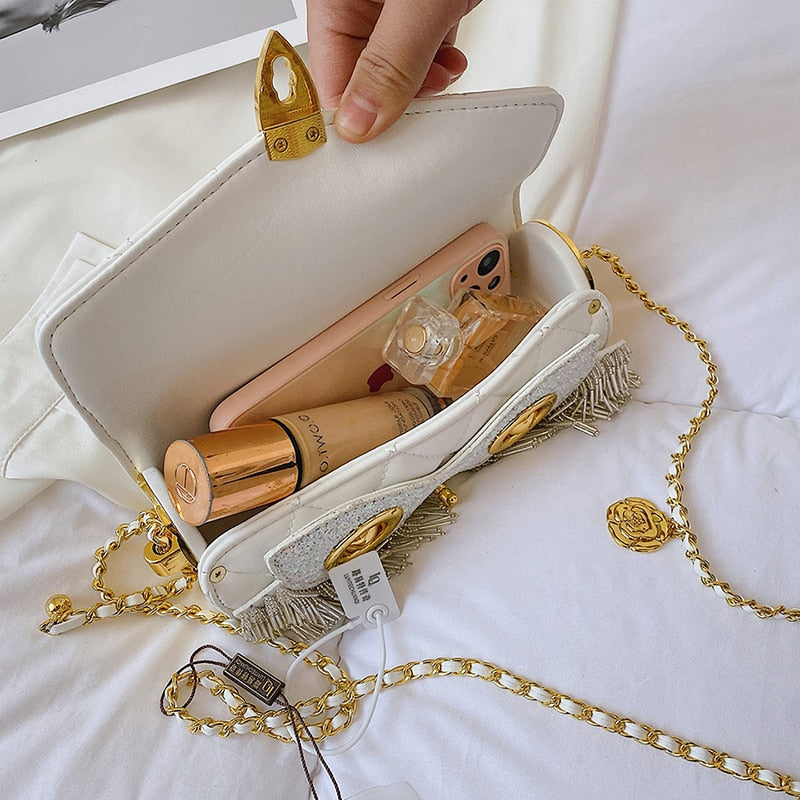 High Quality Women's Bag Fashion Owl Purses and Handbags Chain One Shoulder Messenger Bag Luxury Designer Tassel Bags for Women AMAIO