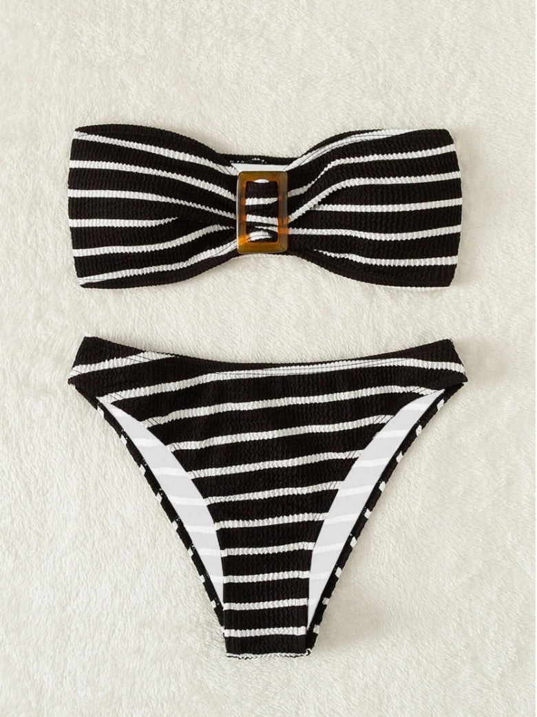 High Waist Split Bikini Women's Swimwear Black