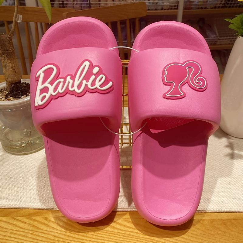 Hot Fashion Women Barbie Series Pink Thick Bottom Bathroom Non-Slip Slipper Summer Cute Girl Heart Home Floor Sandals Slippers