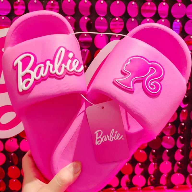 Hot Fashion Women Barbie Series Pink Thick Bottom Bathroom Non-Slip Slipper Summer Cute Girl Heart Home Floor Sandals Slippers