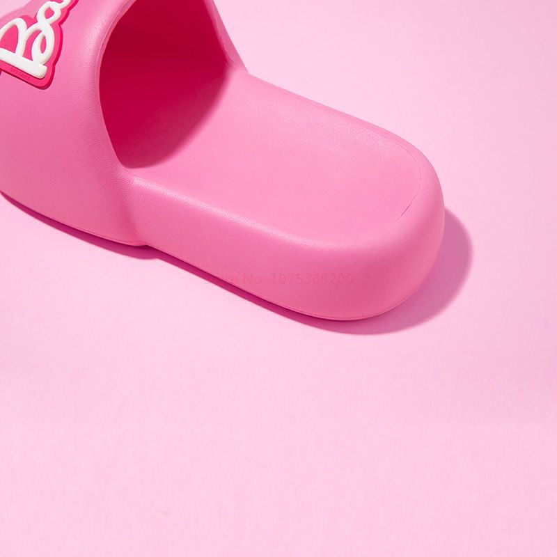 Hot Fashion Women Barbie Series Pink Thick Bottom Bathroom Non-Slip Slipper Summer Cute Girl Heart Home Floor Sandals Slippers
