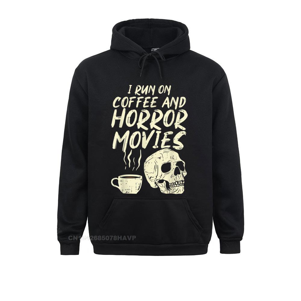 I Run Coffee Horror Movies Skull Skeleton Halloween Hoodie Sweatshirts Oversized Anime Sweater Male Hoodies Hoods VALENTINE DAY Black