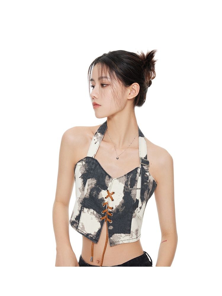 Inivia Retro Y2K Necks Suspenders Vests Tops Backless Jeans Blouses 2024 Summer Fashion