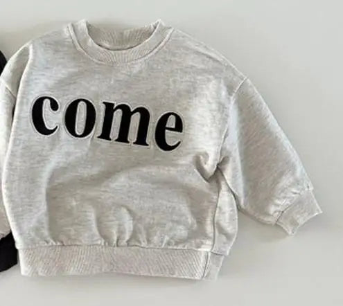 Ins Autumn Children Long Sleeve Sweatshirt Fashion Letter Girls Casual Clothes Cotton Baby Boys Hoodies Kids Pullover Tops light gray