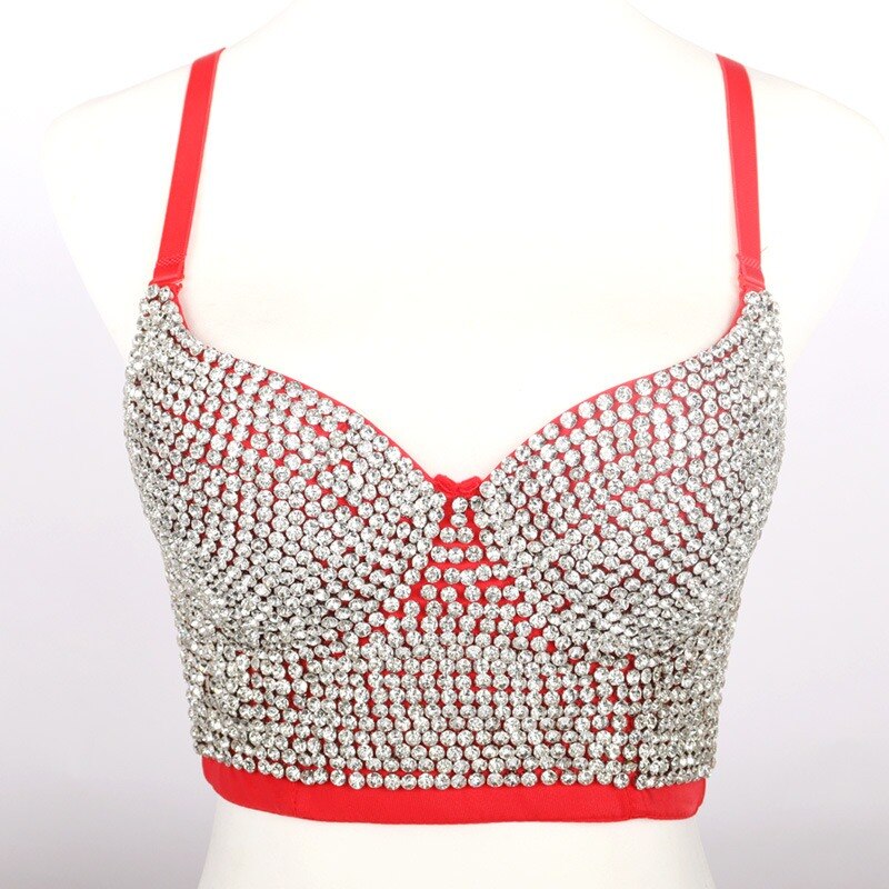Irene Tinnie Hand-made Pearls Jewel Diamond Bralet Women's Bustier Bra Wedding Party Corset Cropped Top Vest Plus Size 3801 2