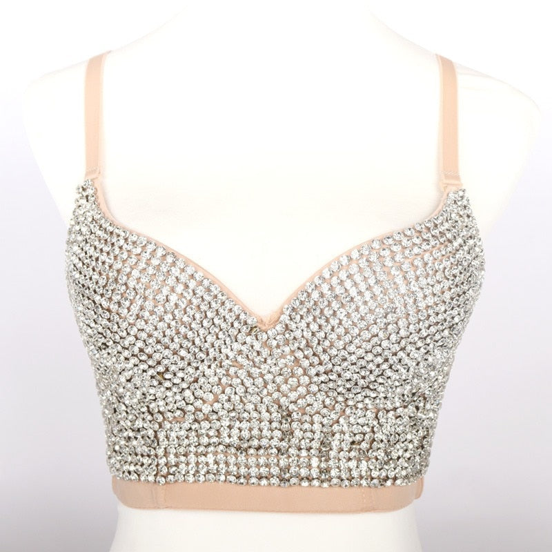 Irene Tinnie Hand-made Pearls Jewel Diamond Bralet Women's Bustier Bra Wedding Party Corset Cropped Top Vest Plus Size 3801 1