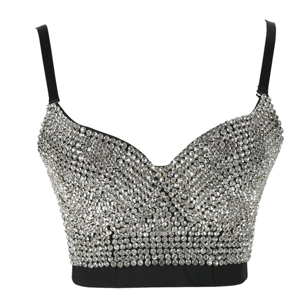 Irene Tinnie Hand-made Pearls Jewel Diamond Bralet Women's Bustier Bra Wedding Party Corset Cropped Top Vest Plus Size 3802