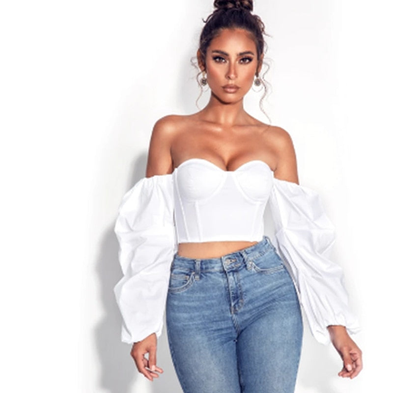 Irregular Long Sleeve Sexy Fashion Crop Short Top