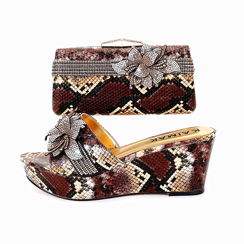 Italian Design Shoe Bag Set Women Summer Thick Bottom -Suitable for Wedding Party Size 37 to Size 44 02