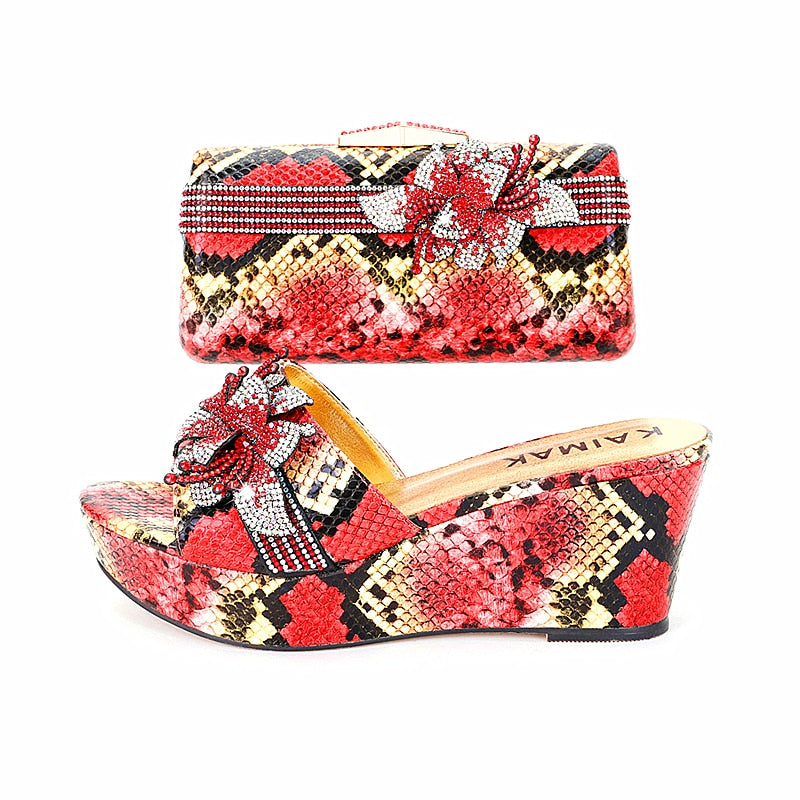 Italian Design Shoe Bag Set Women Summer Thick Bottom -Suitable for Wedding Party Size 37 to Size 44 01